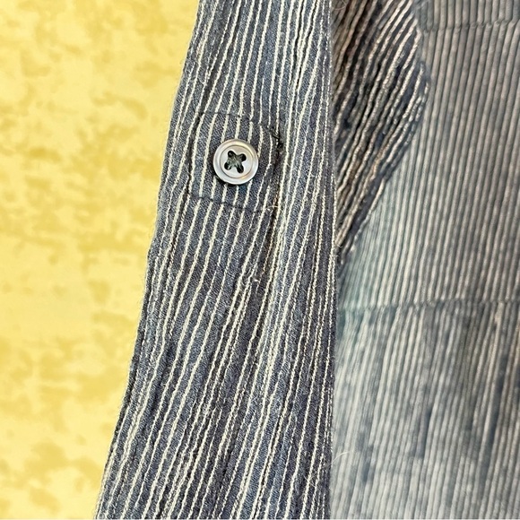 Women's Organic Cotton Tunic Top Railroad Stripe Hidden Buttons Peppy Natural 42 - Picture 6 of 16